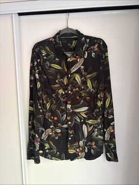 H&M Black Tropical Print Shirt